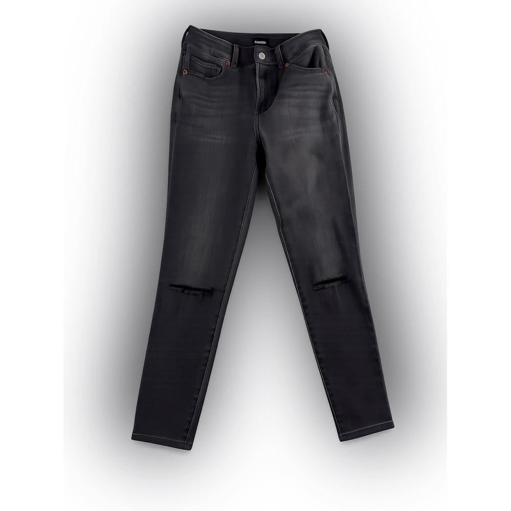Express Y2K Black Distressed Skinny Crop Jeans Size S |‎ Stretch Denim